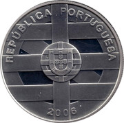 Portugal 10 Euro 20th Anniversary of Spain and Portugal's Membership in the European Union 2006 INCM KM# 775 REPÚBLICA PORTUGUESA 2006 coin obverse Portugal 10 Euro 20th Anniversary of Spain and Portugal's Membership in the European Union 2006 INCM KM# 775 REPÚBLICA PORTUGUESA 2006 coin obverse