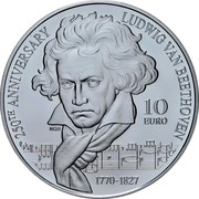 Malta 10 Euro 250th Anniversary of Beethoven's Birth 2020 ☤ 250TH ANNIVERSARY LUDWIG VAN BEETHOVEN 1770-1827 10 EURO NGR coin reverse