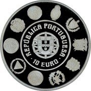 Portugal 10 Euro Cathedral of Porto 2005 INCM Proof KM# 768 REPÚBLICA PORTUGUESA 10 EURO coin obverse Portugal 10 Euro Cathedral of Porto 2005 INCM Proof KM# 768 REPÚBLICA PORTUGUESA 10 EURO coin obverse