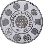 Portugal 10 Euro Cathedral of Porto 2005 Proof KM# 820a REPÚBLICA PORTUGUESA 10 EURO coin obverse