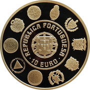 Portugal 10 Euro Nautica 2003 INCM Proof KM# 748a 10 EURO REPUBLICA PORTUGUESA coin obverse Portugal 10 Euro Nautica 2003 INCM Proof KM# 748a 10 EURO REPUBLICA PORTUGUESA coin obverse