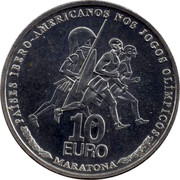 Portugal 10 Euro Olympic Games - Marathon 2007 KM# 821 PAÍSES IBERO-AMERICANOS NOS JOGOS OLÍMPICOS 10 EURO MARATONA INCM JOSÉ CÂNDIDO coin reverse Portugal 10 Euro Olympic Games - Marathon 2007 KM# 821 PAÍSES IBERO-AMERICANOS NOS JOGOS OLÍMPICOS 10 EURO MARATONA INCM JOSÉ CÂNDIDO coin reverse