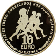 Portugal 10 Euro Olympic Games - Marathon 2007 Proof KM# 821a PAÍSES IBERO-AMERICANOS NOS JOGOS OLÍMPICOS 10 EURO MARATONA INCM JOSÉ CÂNDIDO coin reverse