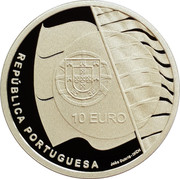 Portugal 10 Euro Sailing World Championship 2007 Proof KM# 823a 10 EURO REPÚBLICA PORTUGUESA JOAO DUARTE INCM coin obverse