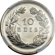 Portugal 10 Reis Carlos I Pattern 1892  Proof Pattern KM# Pn187 10 R E I S coin reverse Portugal 10 Reis Carlos I Pattern 1892  Proof Pattern KM# Pn187 10 R E I S coin reverse