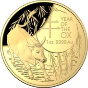 Australia 100 Dollars Year of the Ox 牛 2021 Proof YEAR OF THE OX 1 OZ .9999 AU coin reverse Australia 100 Dollars Year of the Ox 牛 2021 Proof YEAR OF THE OX 1 OZ .9999 AU coin reverse