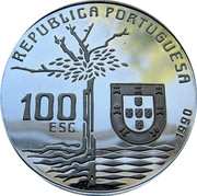 Portugal 100 Esc 100th Anniversary of the Death of Camilo Castelo Branco 1990 KM# 656a REPUBLICA PORTUGUESA 100 ESC. 1990 coin obverse