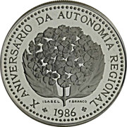 Portugal 100 Escudos 10th Anniversary or Regional Autonomy 1986 KM# 45a X ANIVERSARIO DA AUTONOMIA REGIONAL 1986 coin reverse Portugal 100 Escudos 10th Anniversary or Regional Autonomy 1986 KM# 45a X ANIVERSARIO DA AUTONOMIA REGIONAL 1986 coin reverse