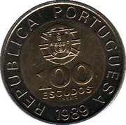 Portugal 100 Escudos 1989 INCM KM# Pn263 Republic REPUBLICA PORTUGUESA 100 ESCUDOS ENSAIO 1989 coin obverse Portugal 100 Escudos 1989 INCM KM# Pn263 Republic REPUBLICA PORTUGUESA 100 ESCUDOS ENSAIO 1989 coin obverse