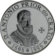 Portugal 100 Escudos 400th Anniversary of the Death of Antonio Prior do Crato 1995 KM# 680a D. ANTONIO PRIOR DO CRATO 1595 1995 coin reverse Portugal 100 Escudos 400th Anniversary of the Death of Antonio Prior do Crato 1995 KM# 680a D. ANTONIO PRIOR DO CRATO 1595 1995 coin reverse