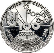 Portugal 100 Escudos Astronomic Navigation 1990 Proof KM# 649c 100 ESCUDOS REPUBLICA PORTUGUESA 1990 coin obverse