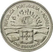 Portugal 100 Escudos Centennial of Azorean Autonomy 1995 KM# 47 REPUBLICA PORTUGUESA ACORES 100 ESCUDOS coin obverse Portugal 100 Escudos Centennial of Azorean Autonomy 1995 KM# 47 REPUBLICA PORTUGUESA ACORES 100 ESCUDOS coin obverse