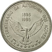 Portugal 100 Escudos Centennial of Azorean Autonomy 1995 KM# 47 I° CENTENARIO DA AUTONOMIA DOS AÇORES 1895 1995 INCM RF coin reverse Portugal 100 Escudos Centennial of Azorean Autonomy 1995 KM# 47 I° CENTENARIO DA AUTONOMIA DOS AÇORES 1895 1995 INCM RF coin reverse