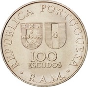 Portugal 100 Escudos Madeira's Regional Autonomy 1981 KM# 5 REPÚBLICA PORTUGUESA R.A.M. 100 ESCUDOS coin obverse Portugal 100 Escudos Madeira's Regional Autonomy 1981 KM# 5 REPÚBLICA PORTUGUESA R.A.M. 100 ESCUDOS coin obverse