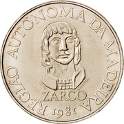 Portugal 100 Escudos Madeira's Regional Autonomy 1981 KM# 5 REGIÃO AUTÓNOMA DA MADEIRA ZARCO INCM 81 MANUELA ARANHA 1981 coin reverse Portugal 100 Escudos Madeira's Regional Autonomy 1981 KM# 5 REGIÃO AUTÓNOMA DA MADEIRA ZARCO INCM 81 MANUELA ARANHA 1981 coin reverse