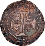 Portugal 100 Reis (Tostao) Filipe II ND 30 lettering variations known IN HOC SIGNO VINCES coin reverse Portugal 100 Reis (Tostao) Filipe II ND 30 lettering variations known IN HOC SIGNO VINCES coin reverse