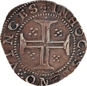 Portugal 100 Reis (Tostao) Filipe III ND 21 known variations IN HOC SIGNO VINCES coin reverse Portugal 100 Reis (Tostao) Filipe III ND 21 known variations IN HOC SIGNO VINCES coin reverse