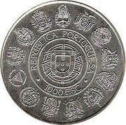Portugal 1000 Esc Discovery of the New World 1992 INCM KM# 657 1000 ESC REPUBLICA PORTUGUESA coin obverse Portugal 1000 Esc Discovery of the New World 1992 INCM KM# 657 1000 ESC REPUBLICA PORTUGUESA coin obverse