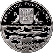 Portugal 1000 Escudos 100th Anniversary of Portuguese Oceanographic Expeditions 1997 Proof KM# 695a REPUBLICA PORTUGUESA S.MACHADO INCM 1997 1000 ESC. coin obverse Portugal 1000 Escudos 100th Anniversary of Portuguese Oceanographic Expeditions 1997 Proof KM# 695a REPUBLICA PORTUGUESA S.MACHADO INCM 1997 1000 ESC. coin obverse