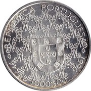 Portugal 1000 Escudos 350th Anniversary Coronation of Our Lady of Conception ND Proof KM# 696a 1646 REPUBLICA PORTUGUESA 1996 1000$00 coin obverse