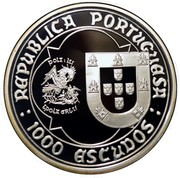 Portugal 1000 Escudos 500th Death Anniversary of King John II 1995 Proof KM# 685a 1000 ESCUDOS REPUBLICA PORTUGUESA coin obverse Portugal 1000 Escudos 500th Death Anniversary of King John II 1995 Proof KM# 685a 1000 ESCUDOS REPUBLICA PORTUGUESA coin obverse