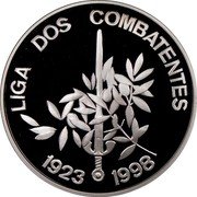 Portugal 1000 Escudos 75th Anniversary Foundation of the League of Combatants 1998 Proof KM# 714a LIGA DOS COMBATENTES 1923 1998 coin reverse