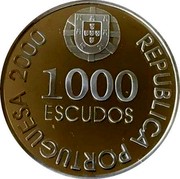 Portugal 1000 Escudos D.João de Castro 2000 INCM Proof KM# 732a 1000 ESCUDOS REPUBLICA PORTUGUESA 2000 coin obverse Portugal 1000 Escudos D.João de Castro 2000 INCM Proof KM# 732a 1000 ESCUDOS REPUBLICA PORTUGUESA 2000 coin obverse
