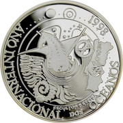 Portugal 1000 Escudos International Year of Oceans 1998 Proof KM# 707a 1998 EXPO '98 ESCULTOR ESPIGA ANO INTERNACIONAL DOS OCEANOS coin reverse