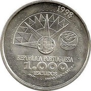 Portugal 1000 Escudos International Year of the Oceans Expo 98 1998 KM# 707 1998 EXPO'98 REPUBLICA PORTUGUESA 1.000 ESCUDOS INCM ESCULTOR ESPIGA coin obverse Portugal 1000 Escudos International Year of the Oceans Expo 98 1998 KM# 707 1998 EXPO'98 REPUBLICA PORTUGUESA 1.000 ESCUDOS INCM ESCULTOR ESPIGA coin obverse