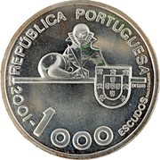 Portugal 1000 Escudos Joao de Barros. Pattern 2001 INCM REPÚBLICA PORTUGUESA 2001 - 1000 ESCUDOS INCM PAULO GUILHERME ENSAIO coin obverse Portugal 1000 Escudos Joao de Barros. Pattern 2001 INCM REPÚBLICA PORTUGUESA 2001 - 1000 ESCUDOS INCM PAULO GUILHERME ENSAIO coin obverse