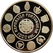 Portugal 1000 Escudos Lusitano Horse 2000 Proof KM# 727a REPUBLICA PORTUGUESA 1000 ESC coin obverse Portugal 1000 Escudos Lusitano Horse 2000 Proof KM# 727a REPUBLICA PORTUGUESA 1000 ESC coin obverse