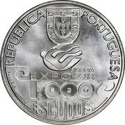 Portugal 1000 Escudos Millenary of Atlantic Navigation 1999 INCM KM# 721 REPÚBLICA PORTUGUESA LISBOA EXPO '98 1.000 ESCUDOS PAULO-GUILHERME coin obverse Portugal 1000 Escudos Millenary of Atlantic Navigation 1999 INCM KM# 721 REPÚBLICA PORTUGUESA LISBOA EXPO '98 1.000 ESCUDOS PAULO-GUILHERME coin obverse