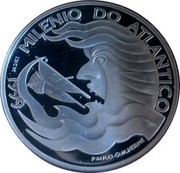 Portugal 1000 Escudos Millennium of Atlantic Sailing 1999 INCM Proof KM# 721a MILENIO DO ATLANTICO INCM 1999 PAULO-GUILHERME coin reverse Portugal 1000 Escudos Millennium of Atlantic Sailing 1999 INCM Proof KM# 721a MILENIO DO ATLANTICO INCM 1999 PAULO-GUILHERME coin reverse