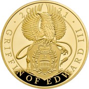 UK 1000 Pounds Griffin of Edward III 2021  Proof 2021 GRIFFIN OF EDWARD III JC coin reverse UK 1000 Pounds Griffin of Edward III 2021  Proof 2021 GRIFFIN OF EDWARD III JC coin reverse