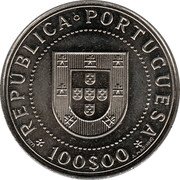 Portugal 100$00 350 Anniversary of the Restoration of Portuguese Independence 1990 KM# 651a REPÚBLICA PORTUGUESA 100$00 coin obverse