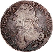 Portugal 1200 Reis Luis I Countermarked over 1 Ecu ND (1887)  LUD X VI D G FR ET NAVREX coin obverse Portugal 1200 Reis Luis I Countermarked over 1 Ecu ND (1887)  LUD X VI D G FR ET NAVREX coin obverse