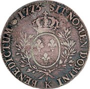 Portugal 1200 Reis Luis I Countermarked over 1 Ecu ND (1887)  1775 SITNOMEN DOMINI K BENEDICTUM coin reverse Portugal 1200 Reis Luis I Countermarked over 1 Ecu ND (1887)  1775 SITNOMEN DOMINI K BENEDICTUM coin reverse