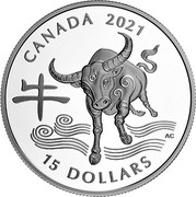 Canada 15 Dollars The Ox 2021 CANADA 2021 15 DOLLARS AC coin reverse