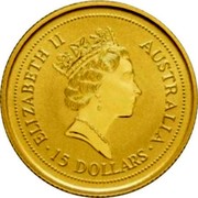 Australia 15 Dollars Whiptail Wallaby 1994 Proof KM# 234 15 DOLLARS AUSTRALIA ELIZABETH II coin obverse Australia 15 Dollars Whiptail Wallaby 1994 Proof KM# 234 15 DOLLARS AUSTRALIA ELIZABETH II coin obverse