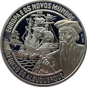 Portugal 2 1/2 ECU Afonso de Albuquerque "Great Conqueror" 1998 X# 61 EUROPA E OS NOVOS MUNDOS AFONSO DE ALBUQUERQUE coin reverse Portugal 2 1/2 ECU Afonso de Albuquerque "Great Conqueror" 1998 X# 61 EUROPA E OS NOVOS MUNDOS AFONSO DE ALBUQUERQUE coin reverse