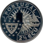 Portugal 2 1/2 ECU Explorer Bartolomeu Dias 1993 X# 28 PORTUGAL 2 1/2 ECU 1993 coin obverse Portugal 2 1/2 ECU Explorer Bartolomeu Dias 1993 X# 28 PORTUGAL 2 1/2 ECU 1993 coin obverse
