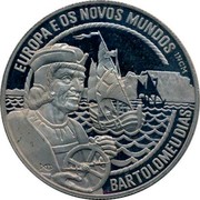 Portugal 2 1/2 ECU Explorer Bartolomeu Dias 1993 X# 28 EUROPA E OD NOVOS MUNDOS INCM BARTOLOMEU DIAS coin reverse Portugal 2 1/2 ECU Explorer Bartolomeu Dias 1993 X# 28 EUROPA E OD NOVOS MUNDOS INCM BARTOLOMEU DIAS coin reverse