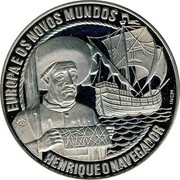 Portugal 2 1/2 ECU Prince Henry the Navigator 1991 INCM X# 21 EUROPA E OD NOVOS MUNDOS INCM HENRIQUE O NAVEGADOR. coin reverse Portugal 2 1/2 ECU Prince Henry the Navigator 1991 INCM X# 21 EUROPA E OD NOVOS MUNDOS INCM HENRIQUE O NAVEGADOR. coin reverse