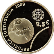 Portugal 2,5 € Beijing Olympics 2008 Proof KM# 790a REPÚBLICA PORTUGUESA 2008 2.5€ coin obverse