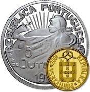 Portugal 2,5 Euro 100th Anniversary of Republic Commemorative Coins 2014 Proof KM# 842 REPUBLICA PORTUGUESA 5 DE OUT 19 REPUBLICA PORTUGUESA 2001 AU coin obverse Portugal 2,5 Euro 100th Anniversary of Republic Commemorative Coins 2014 Proof KM# 842 REPUBLICA PORTUGUESA 5 DE OUT 19 REPUBLICA PORTUGUESA 2001 AU coin obverse