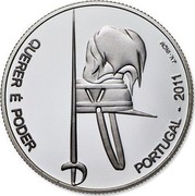 Portugal 2,5 Euro 100th Anniversary of the Army Pupils 2011 Proof KM# 809a QUERER É PODER PORTUGAL 2011 J.V. INCM coin reverse