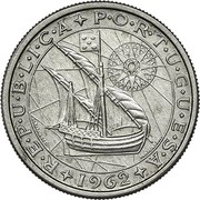 Portugal 2.50 Escudos Republic R E P Ú B L I C A P O R T U G U E S A M. NORTE SCULP MARTINS BARATA DEL. coin obverse Portugal 2.50 Escudos Republic R E P Ú B L I C A P O R T U G U E S A M. NORTE SCULP MARTINS BARATA DEL. coin obverse