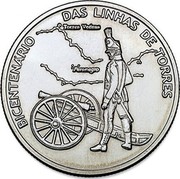 Portugal 2,50 Euro 200th Anniversary of the Torres Defence Line 2010 INCM KM# 800 BICENTENARIO DAS LINHAS DE TORRES coin reverse Portugal 2,50 Euro 200th Anniversary of the Torres Defence Line 2010 INCM KM# 800 BICENTENARIO DAS LINHAS DE TORRES coin reverse
