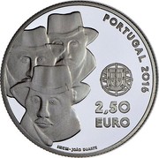 Portugal 2,50 Euro Cante Alentejano 2016 INCM Proof KM# 868a 2,50 EURO PORTUGAL 2016 INCM JOÃO DUARTE coin obverse Portugal 2,50 Euro Cante Alentejano 2016 INCM Proof KM# 868a 2,50 EURO PORTUGAL 2016 INCM JOÃO DUARTE coin obverse