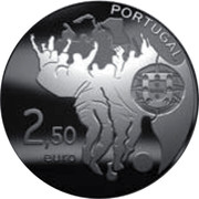 Portugal 2,50 Euro FIFA Soccer South Africa 2010 INCM Proof KM# 797a PORTUGAL 2,50 EURO coin obverse Portugal 2,50 Euro FIFA Soccer South Africa 2010 INCM Proof KM# 797a PORTUGAL 2,50 EURO coin obverse